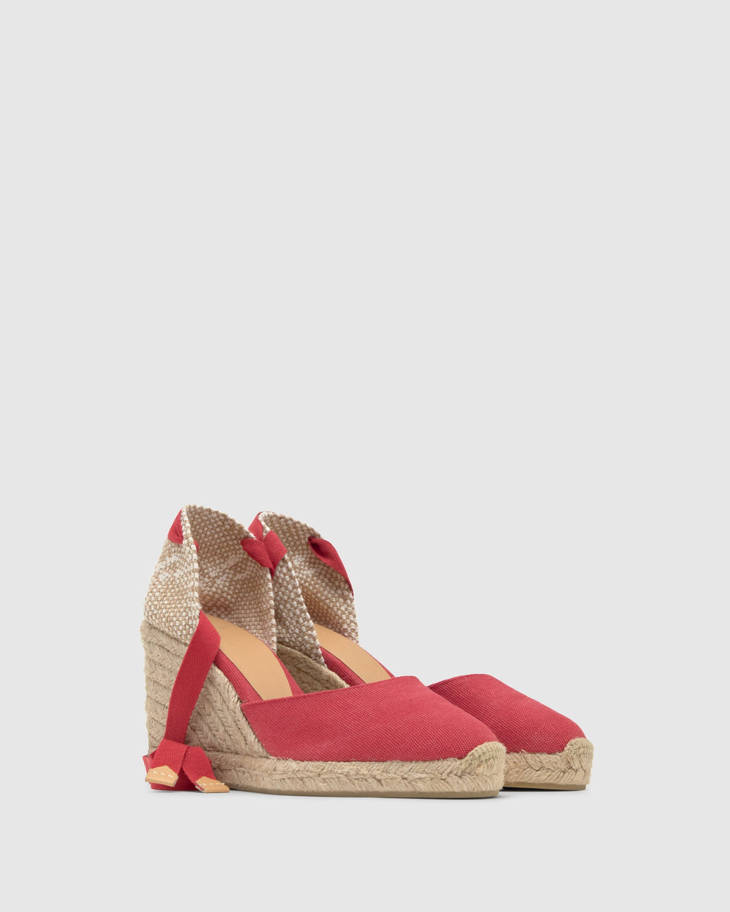 Damen Espadrille-Keilschuh Lena – Bio-Baumwolle, Rot, 9 cm Keilabsatz