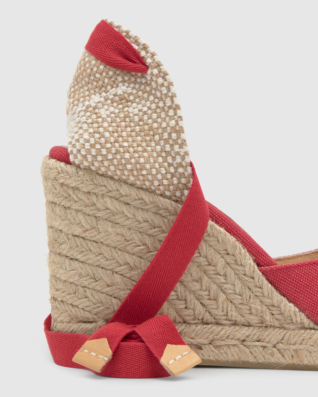 Damen Espadrille-Keilschuh Lena – Bio-Baumwolle, Rot, 9 cm Keilabsatz