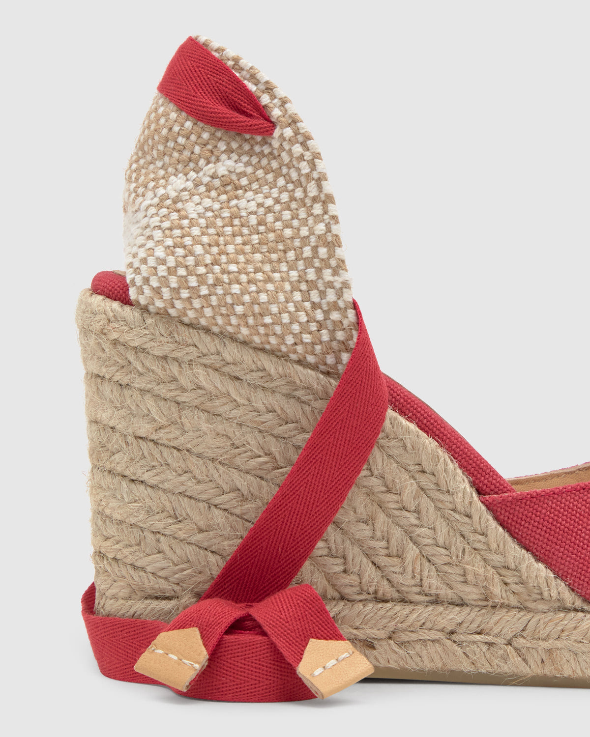 Damen Espadrille-Keilschuh Lena – Bio-Baumwolle, Rot, 9 cm Keilabsatz