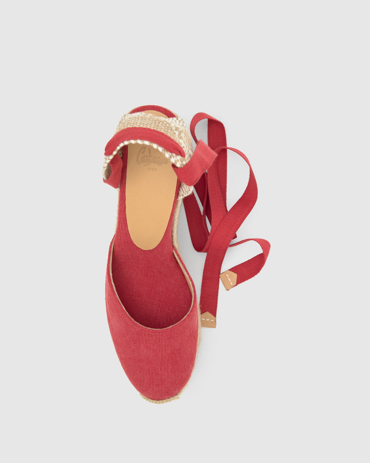 Damen Espadrille-Keilschuh Lena – Bio-Baumwolle, Rot, 9 cm Keilabsatz