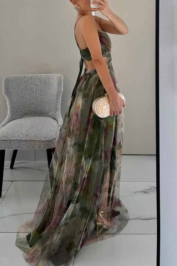 Damen Netzkleid Mila – Maxi, eng anliegend, Spaghettiträger