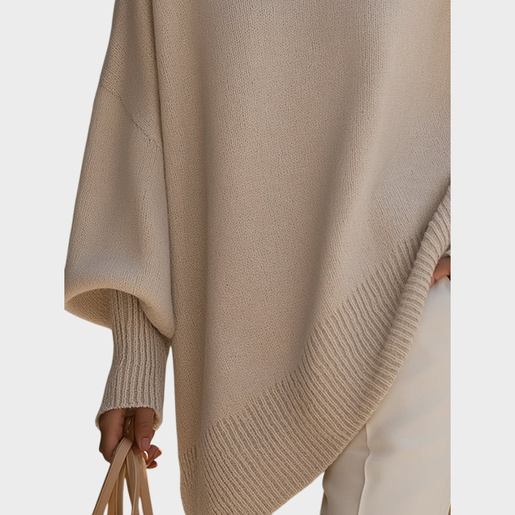 Damen Poncho Sophia – Asymmetrische Schnittform, Oversize Baumwollstrick