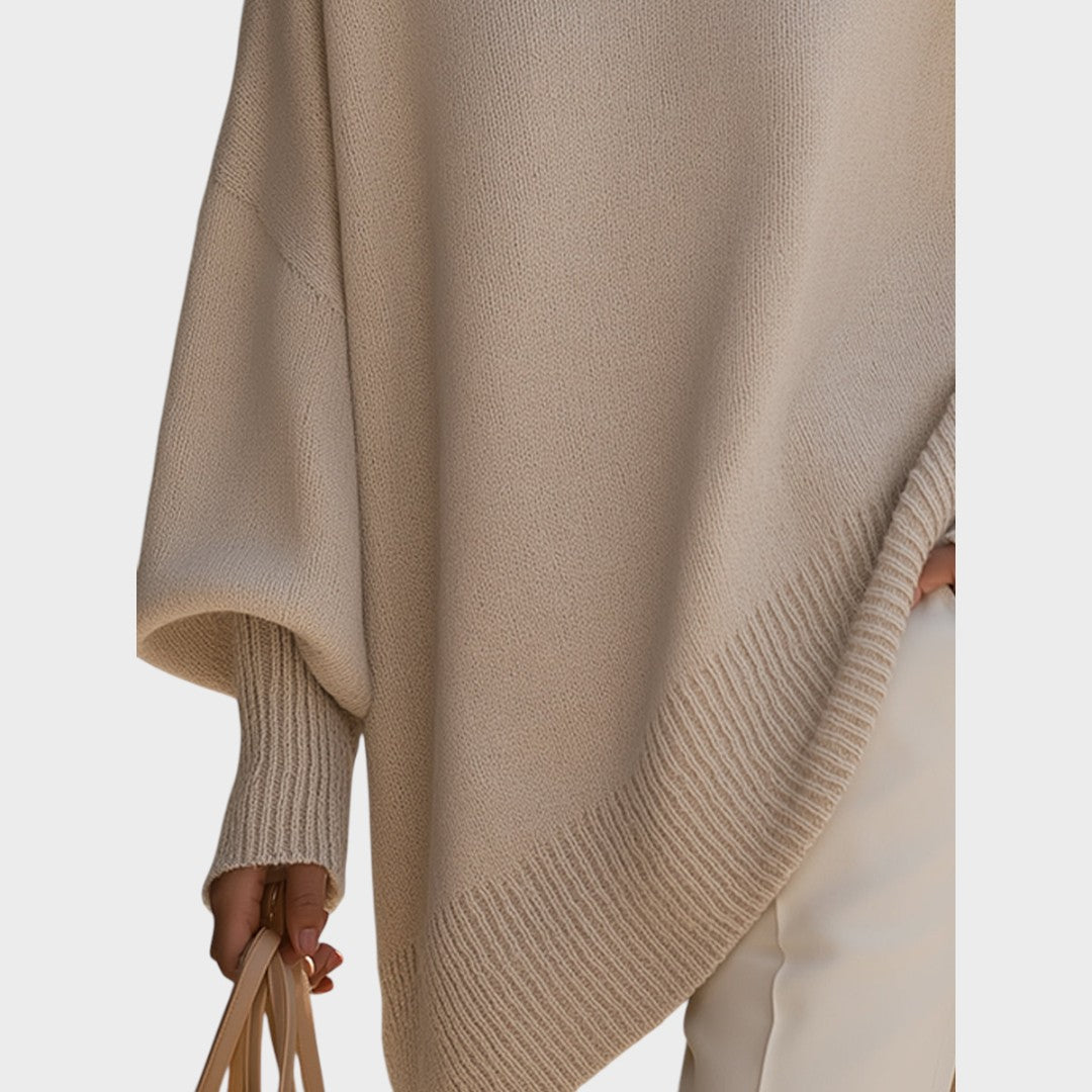 Damen Poncho Sophia – Asymmetrische Schnittform, Oversize Baumwollstrick