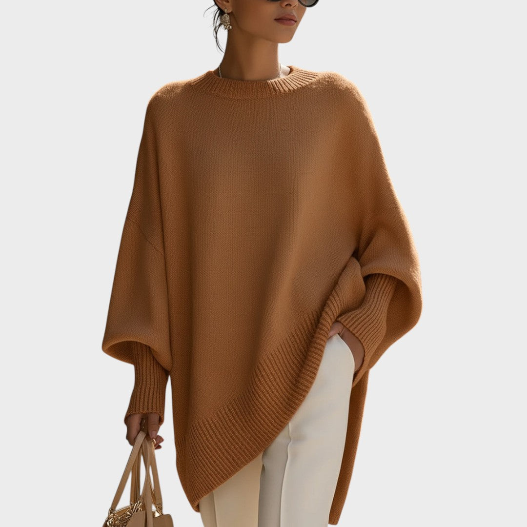 Damen Poncho Sophia – Asymmetrische Schnittform, Oversize Baumwollstrick