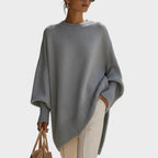 Damen Poncho Sophia – Asymmetrische Schnittform, Oversize Baumwollstrick