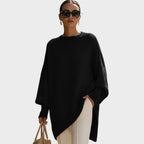 Damen Poncho Sophia – Asymmetrische Schnittform, Oversize Baumwollstrick