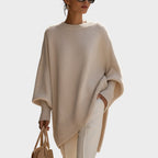 Damen Poncho Sophia – Asymmetrische Schnittform, Oversize Baumwollstrick
