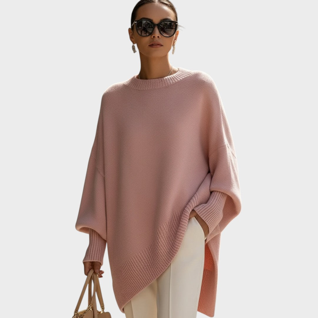Damen Poncho Sophia – Asymmetrische Schnittform, Oversize Baumwollstrick