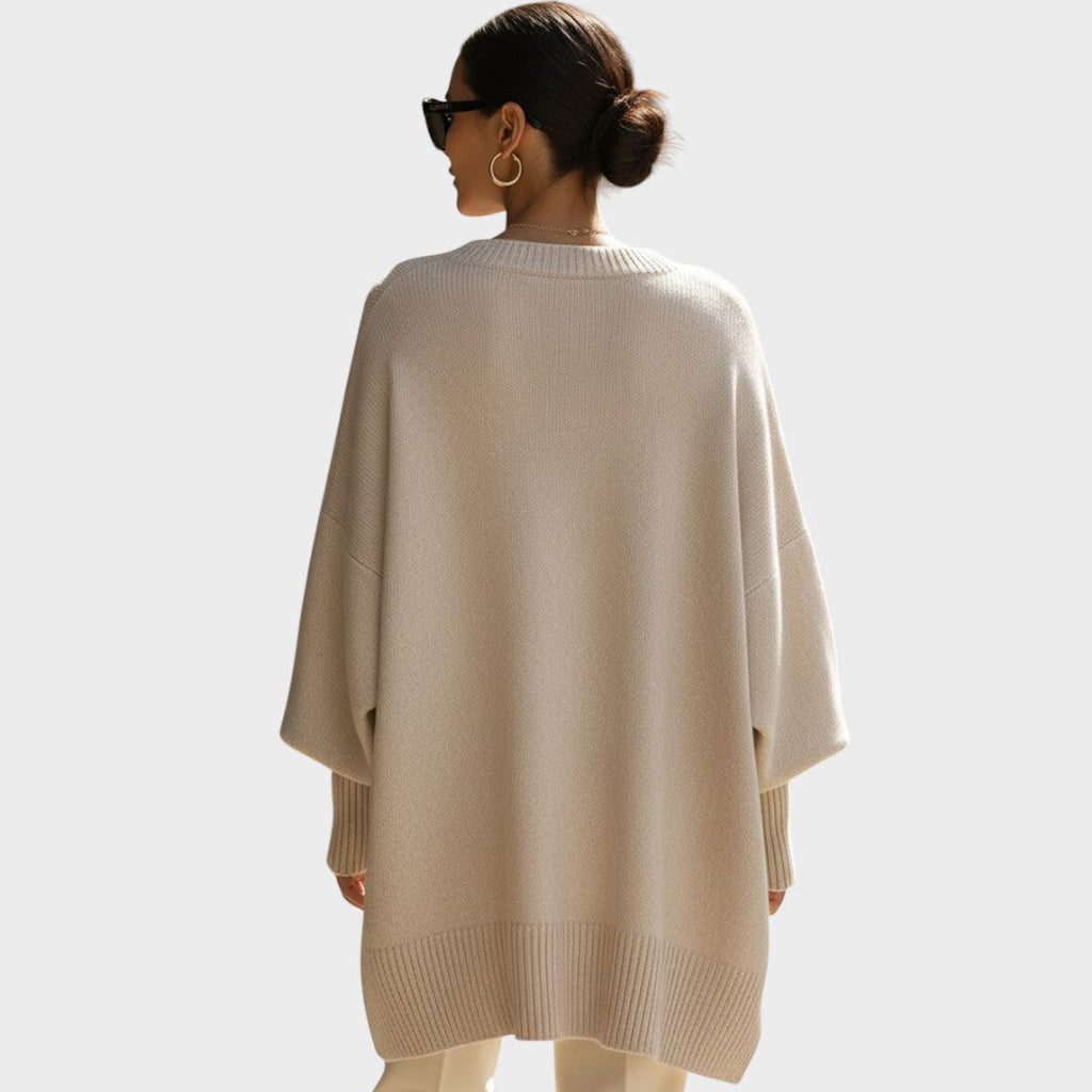 Damen Poncho Sophia – Asymmetrische Schnittform, Oversize Baumwollstrick