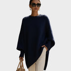 Damen Poncho Sophia – Asymmetrische Schnittform, Oversize Baumwollstrick