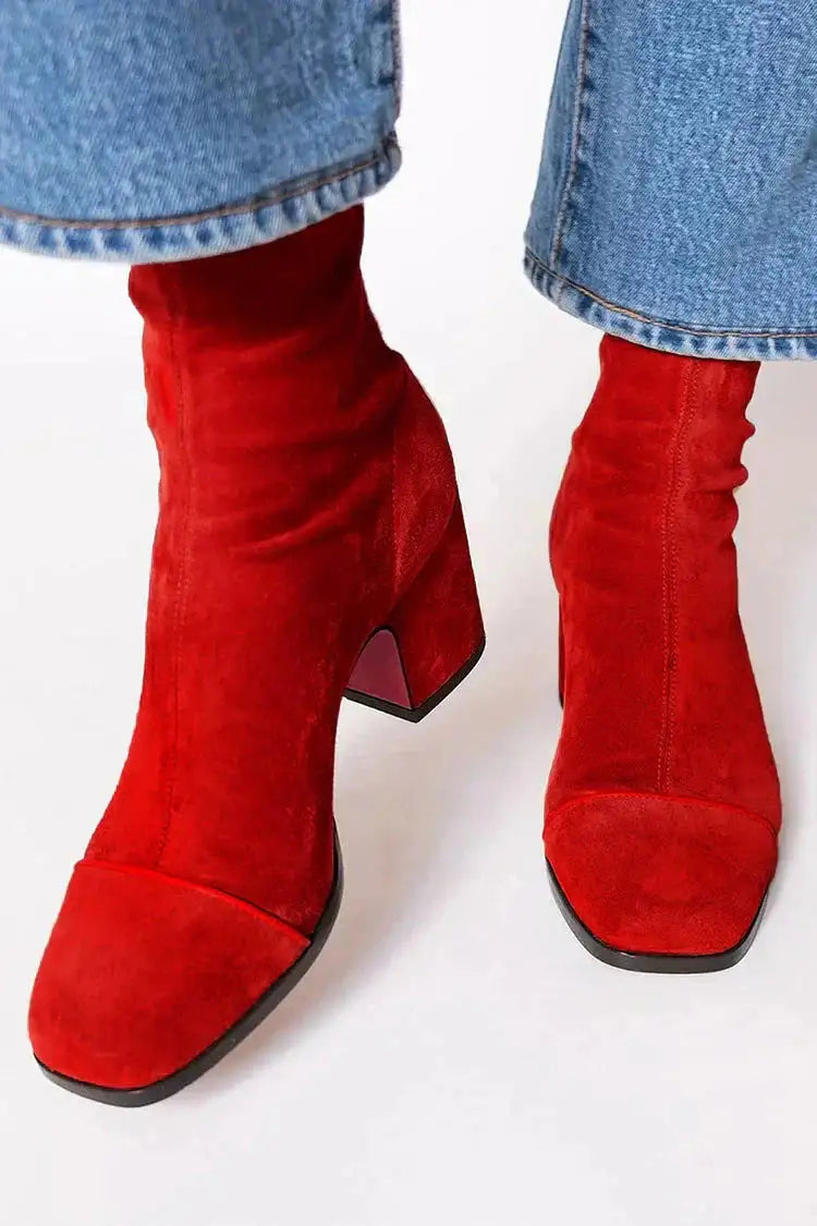 Damen Stiefeletten Greta – Weiches Wildleder, stabiler Blockabsatz