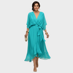Damen Chiffonkleid Emma – V-Ausschnitt, fließend