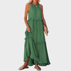 Damen Kleid ohne Ärmel Emma – Volantdetails fließender Schnitt