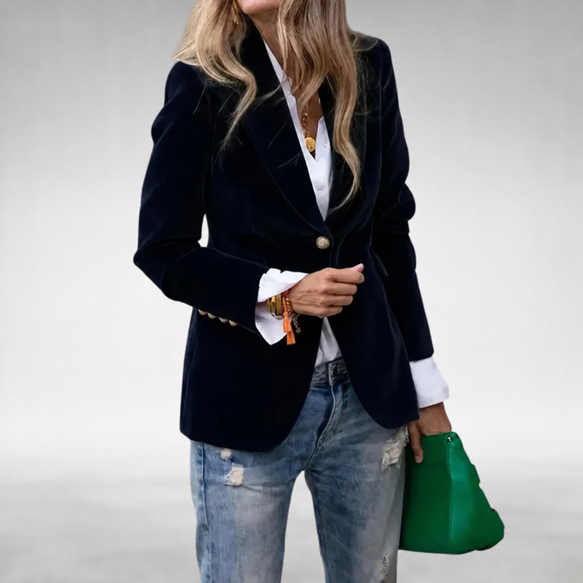 Damen Blazer Anna – Samtiger Stoff, tailliert