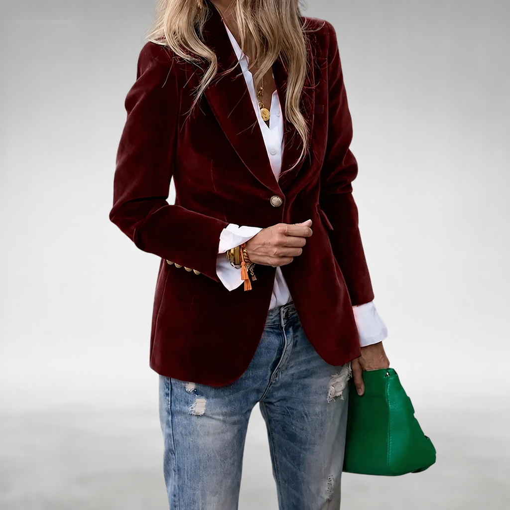 Damen Blazer Anna – Samtiger Stoff, tailliert