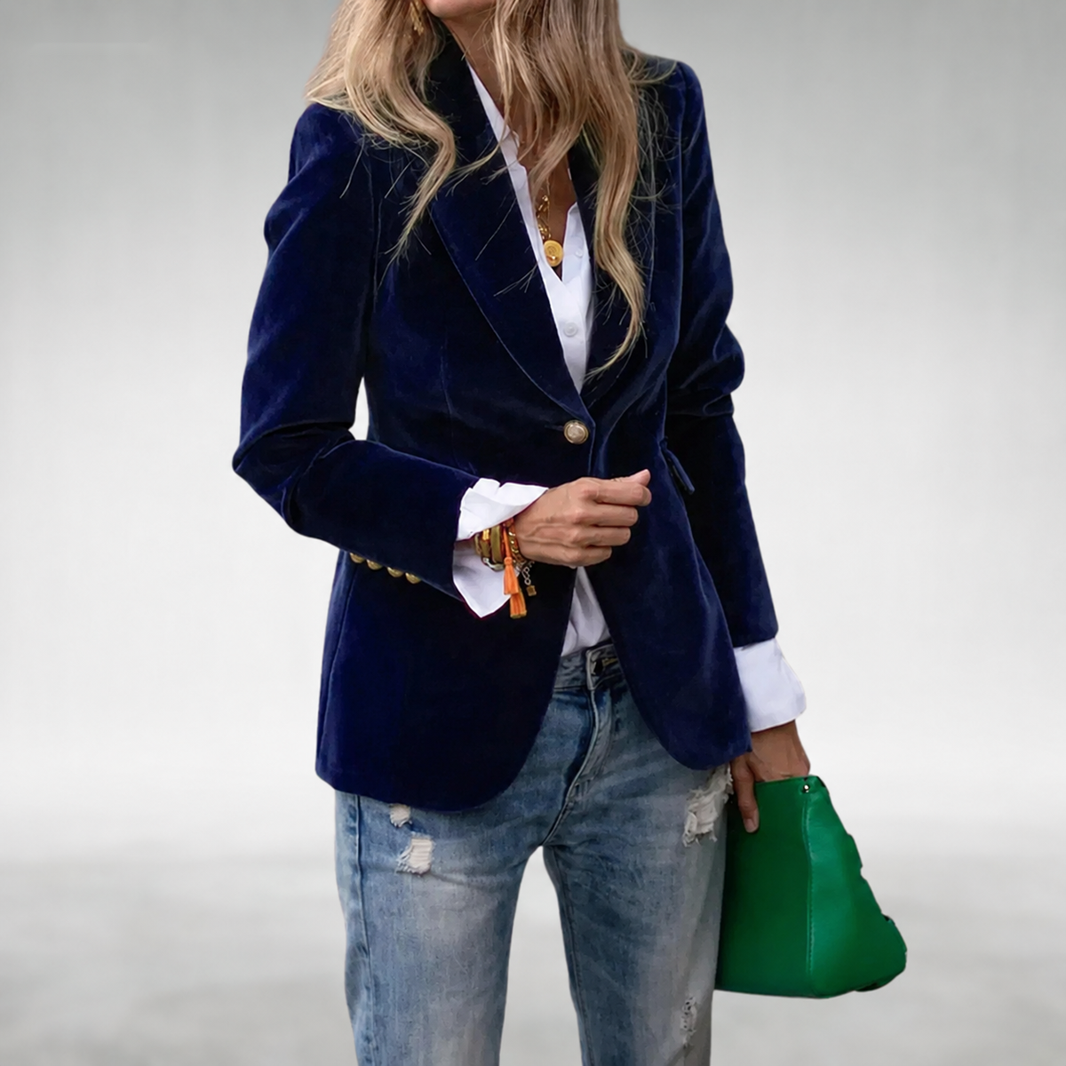 Damen Blazer Anna – Samtiger Stoff, tailliert