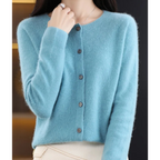 Cárdigan mujer lana merino y cachemira cuello redondo - vista 4