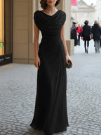 Damen Maxikleid elegant Lena – Drapierter Ausschnitt, fließend