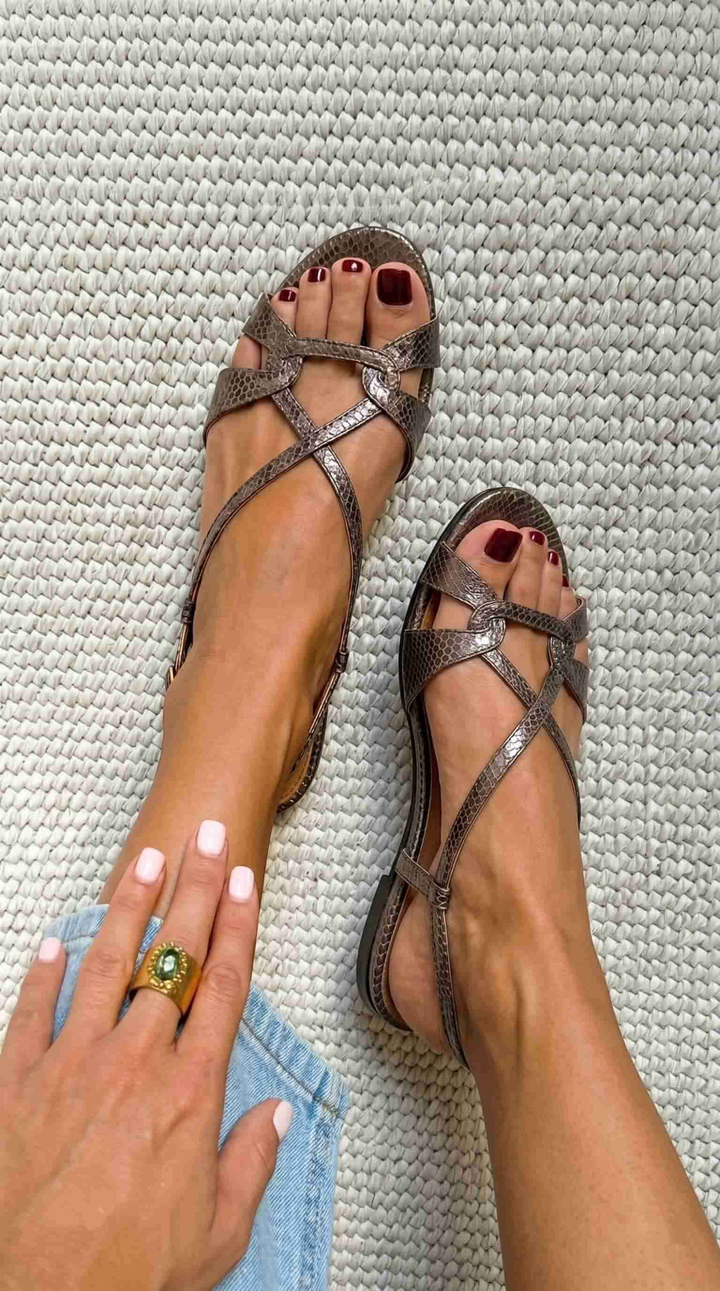 Damen Sandaletten Emma – Schlangenmuster, Slingback, offen