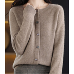 Cárdigan mujer lana merino y cachemira cuello redondo - vista 10