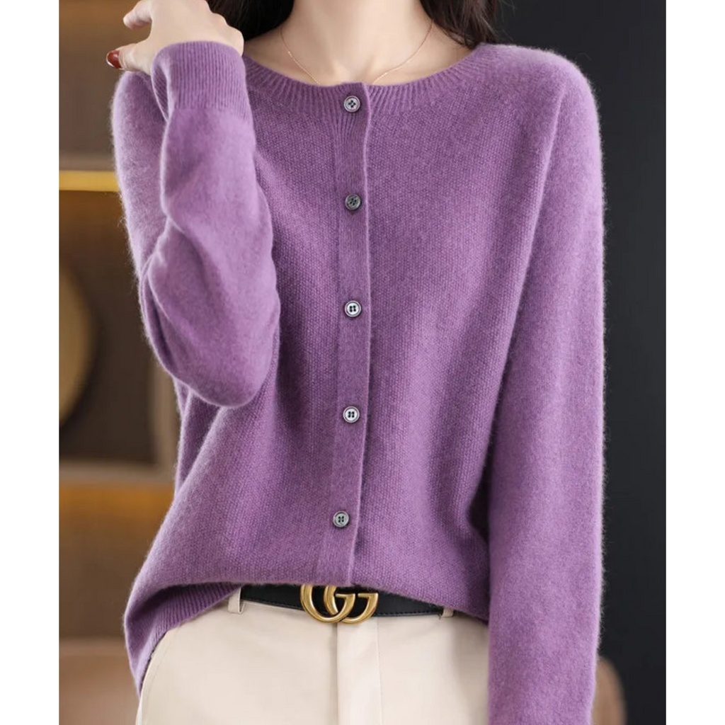 Cárdigan mujer lana merino y cachemira cuello redondo - vista 9