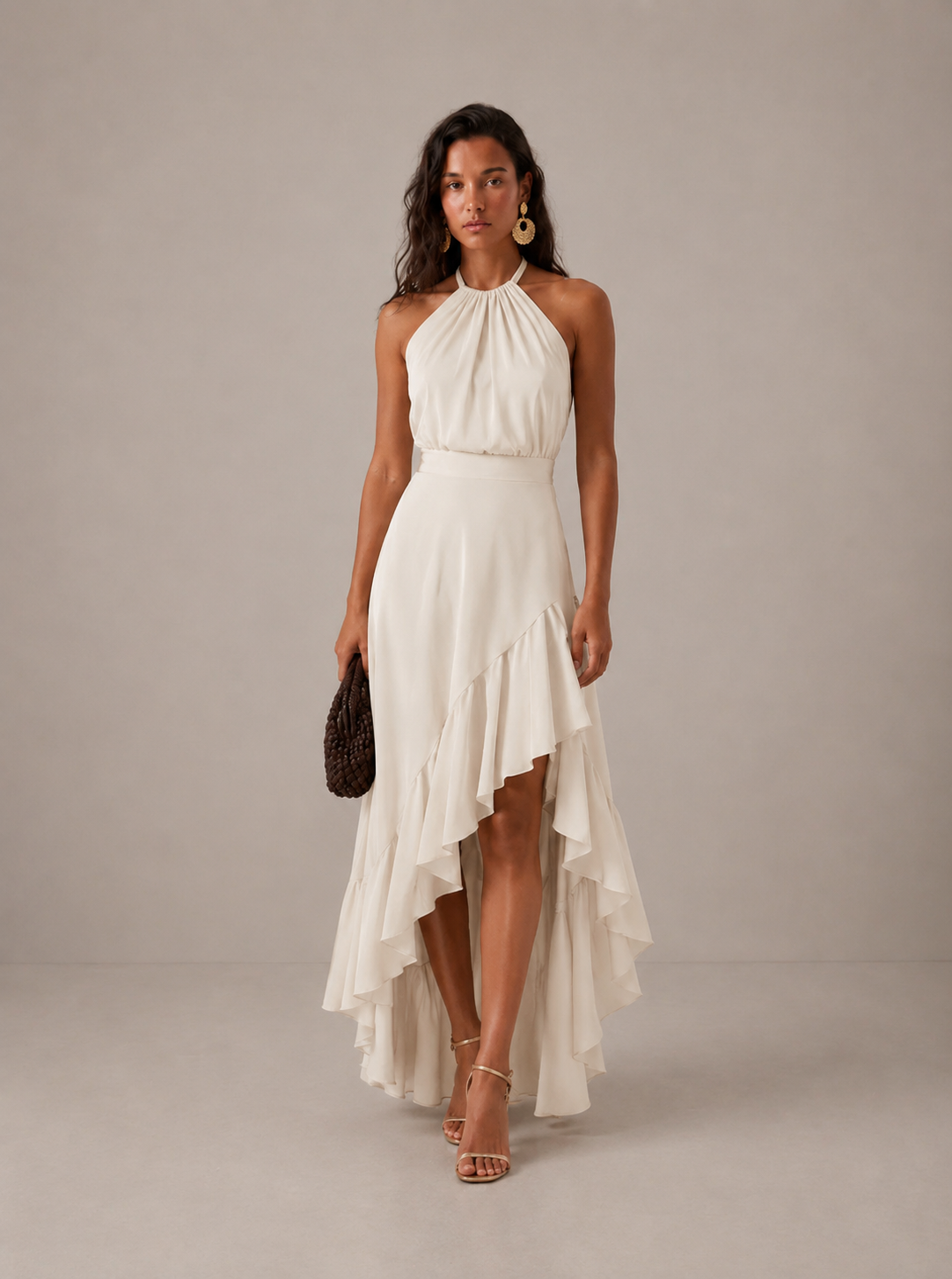 Damen Hochzeitskleid Emma – Asymmetrischer Volant & Neckholder