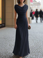 Damen Maxikleid elegant Lena – Drapierter Ausschnitt, fließend