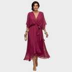 Damen Chiffonkleid Emma – V-Ausschnitt, fließend