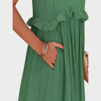 Damen Kleid ohne Ärmel Emma – Volantdetails fließender Schnitt