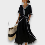 Damenkleid Lena – Sommerkleid Leinen mit V-Ausschnitt