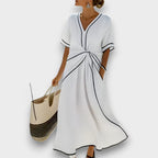 Damenkleid Lena – Sommerkleid Leinen mit V-Ausschnitt