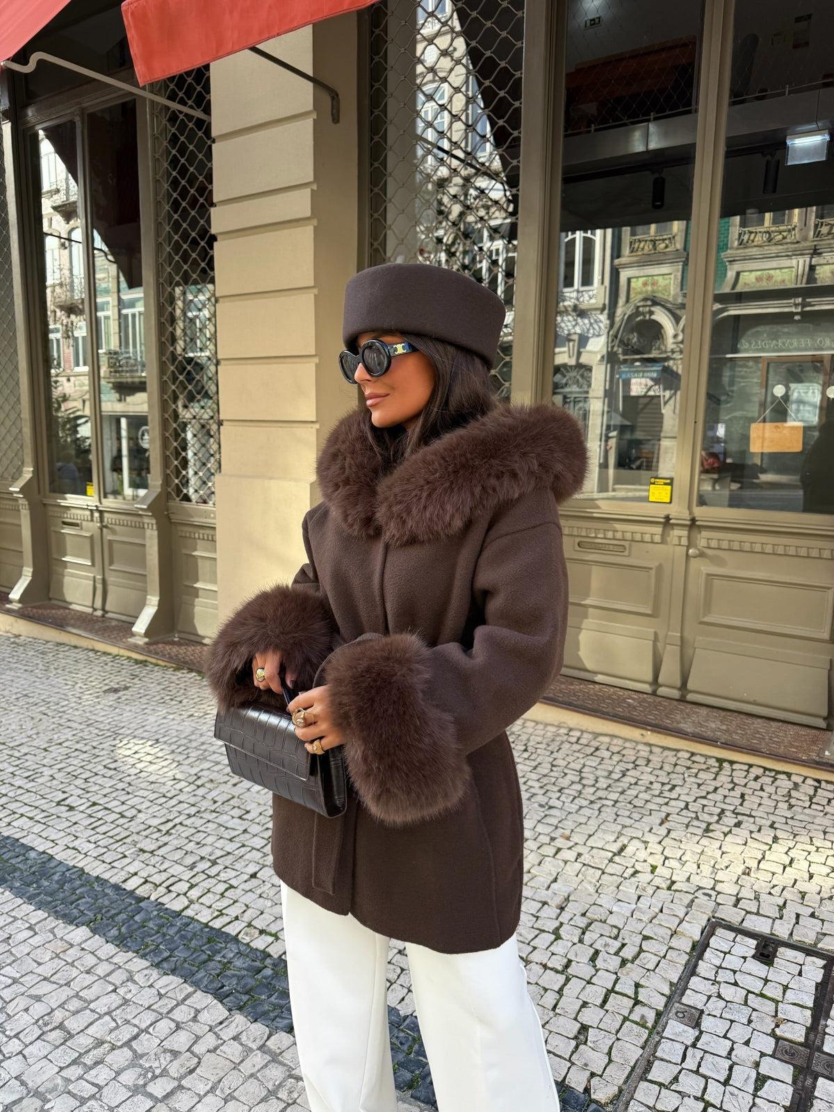 Damen Mantel in Felloptik Turim – Braun, Einheitsgröße