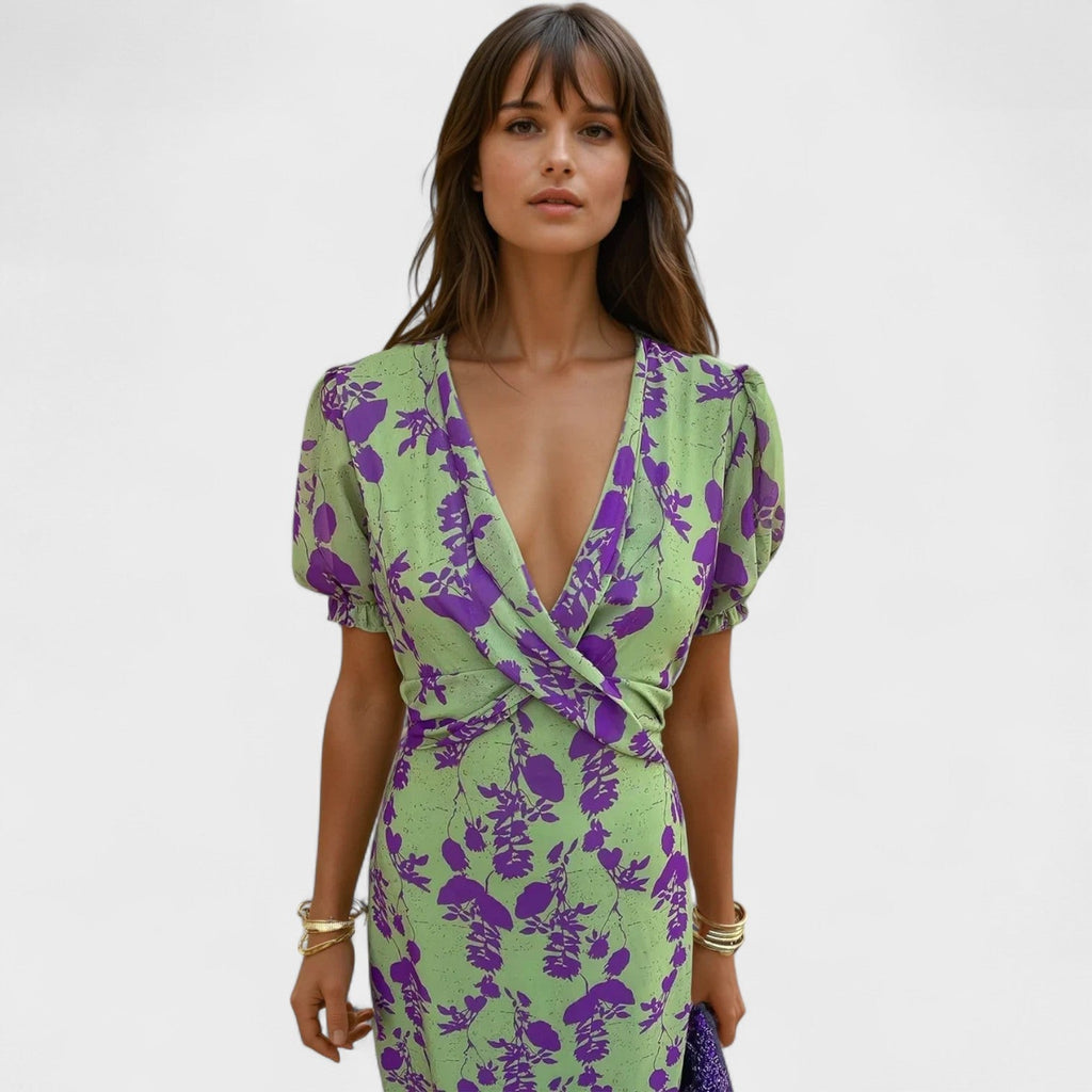 Damen Frühjahrskleid Emma – Blumenmuster, fließender Schnitt