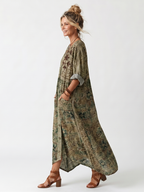 Damen Midikleid Mira – Oversized Schnitt mit Knöpfen und Taschen