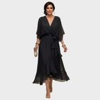 Damen Chiffonkleid Emma – V-Ausschnitt, fließend