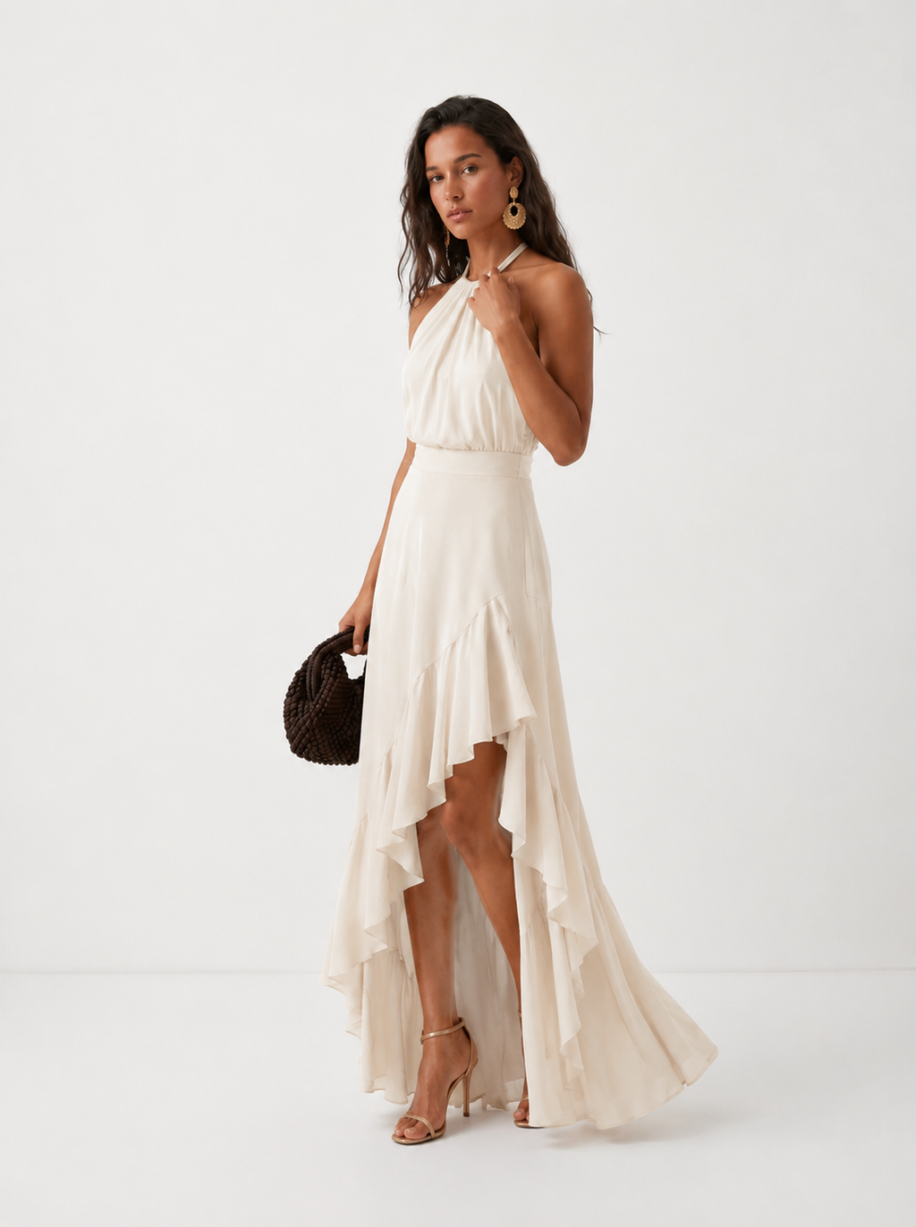 Damen Hochzeitskleid Emma – Asymmetrischer Volant & Neckholder