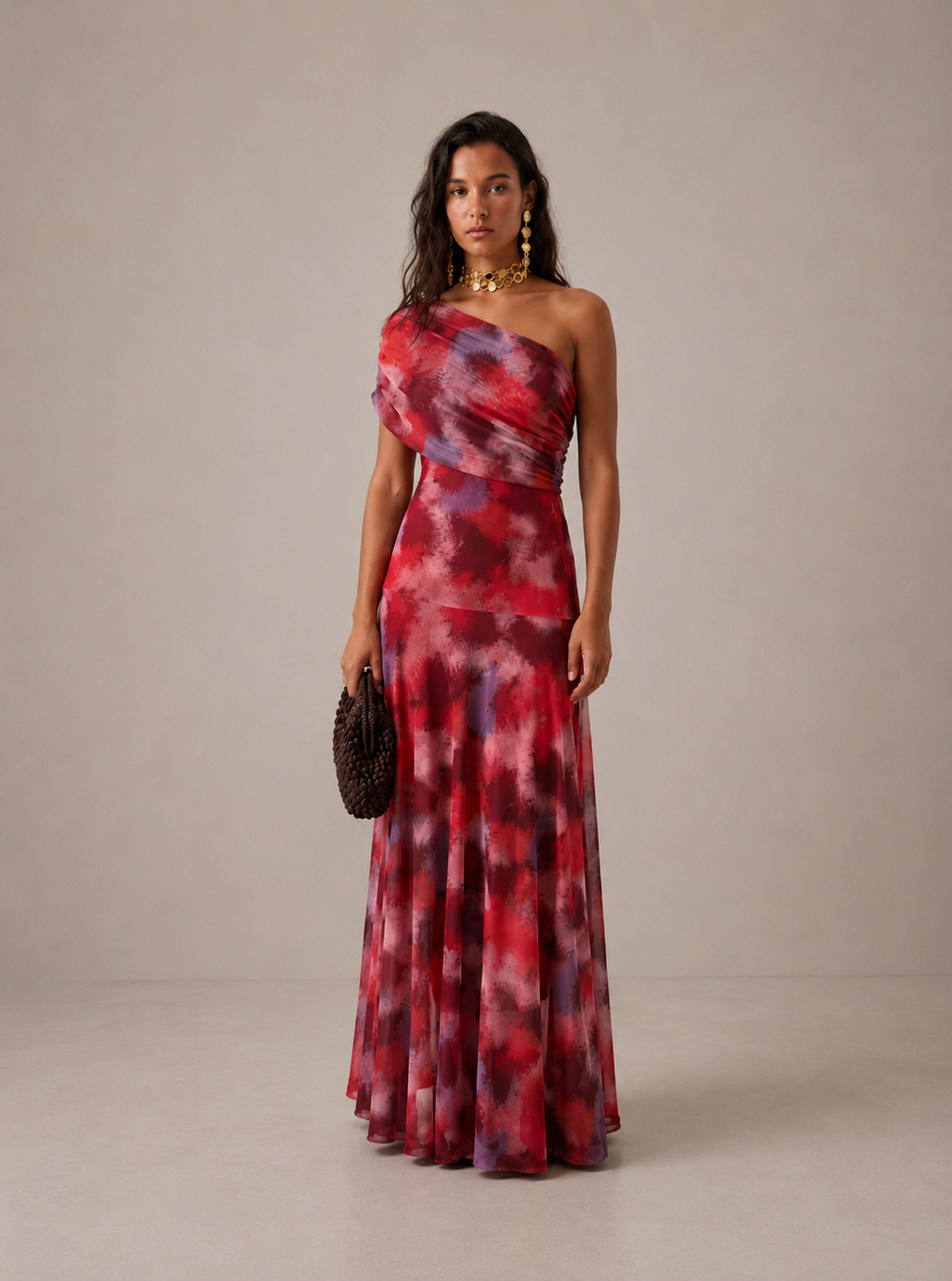 Damen Langkleid Lina – Drapierung, schulterfreier Ausschnitt