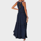 Damen Kleid ohne Ärmel Emma – Volantdetails fließender Schnitt