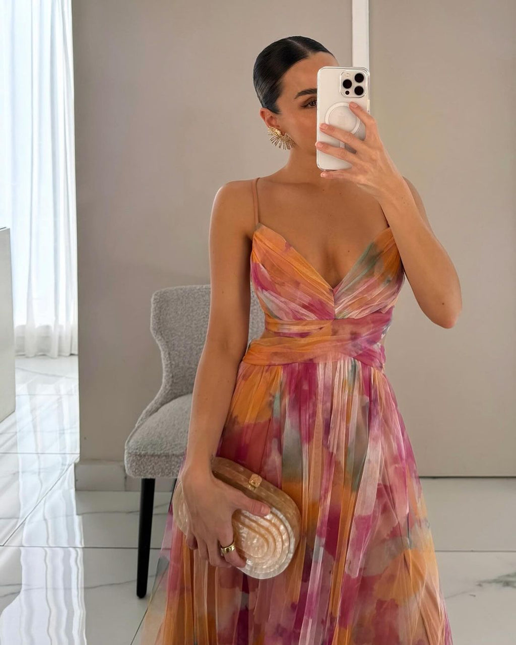 Damen Netzkleid Mila – Maxi, eng anliegend, Spaghettiträger