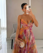 Damen Netzkleid Mila – Maxi, eng anliegend, Spaghettiträger