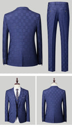 Herrenanzug Marcus – Karoprint, Slim Fit, dreiteilig