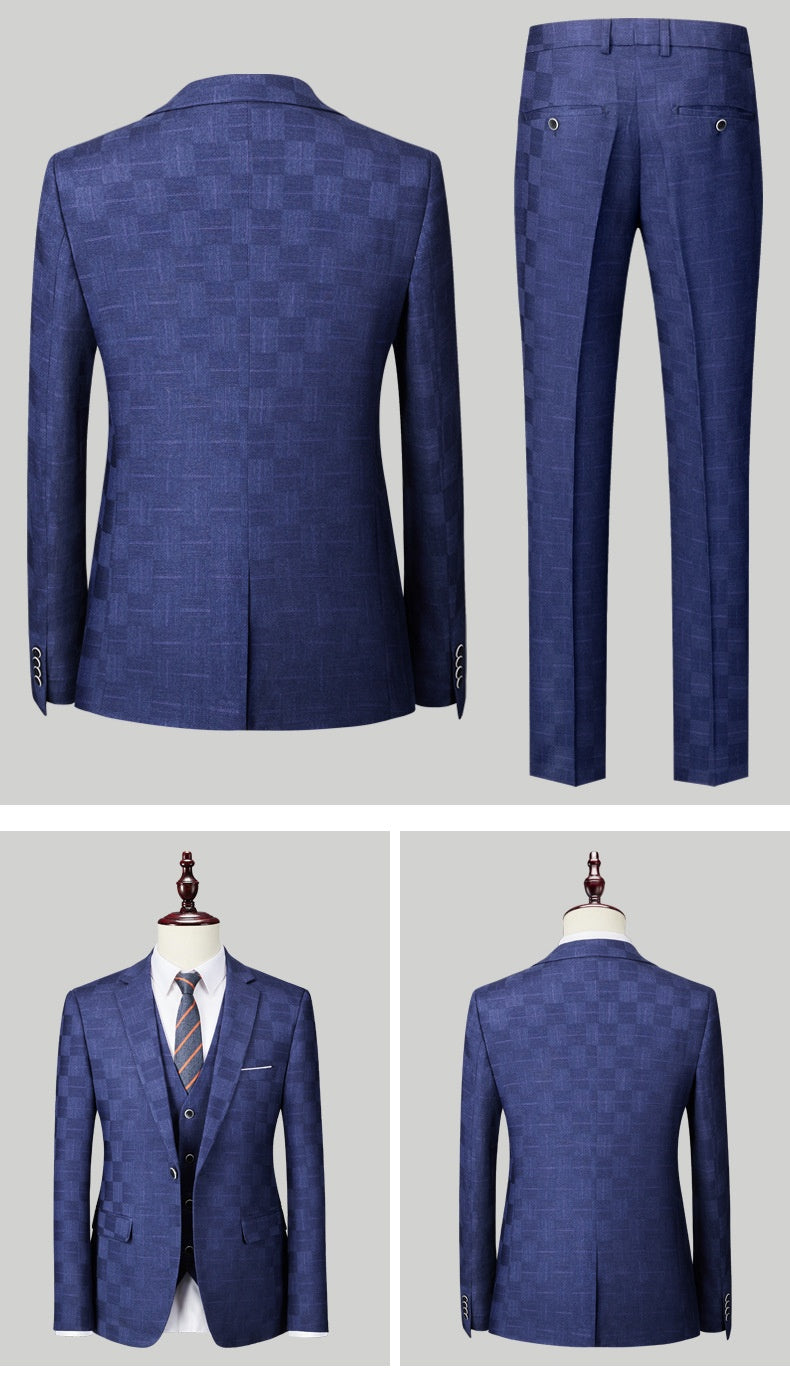 Herrenanzug Marcus – Karoprint, Slim Fit, dreiteilig