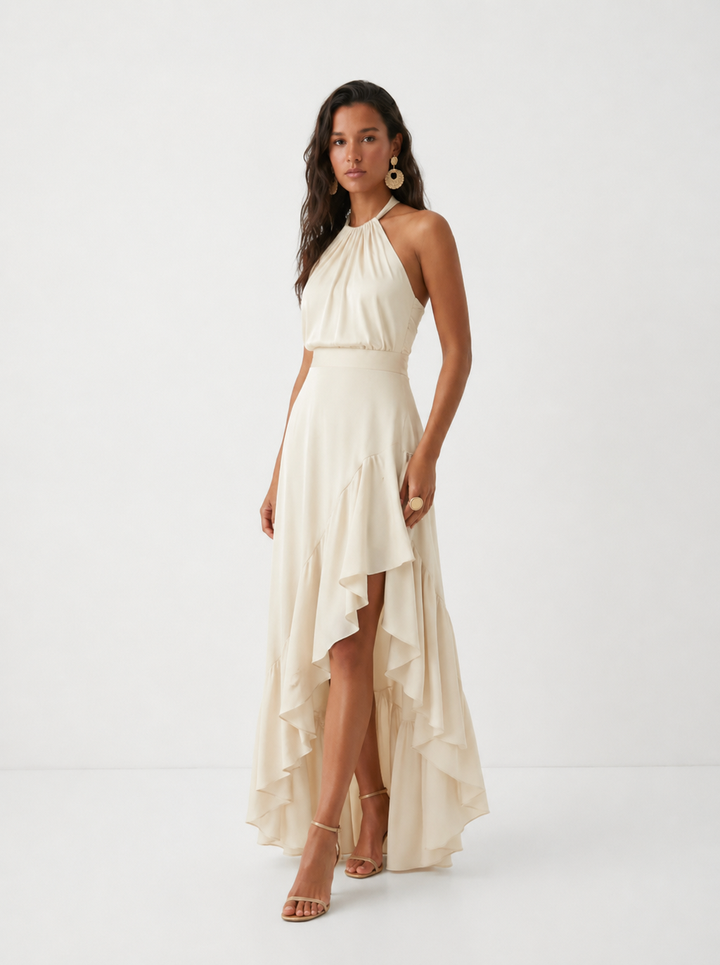 Damen Hochzeitskleid Emma – Asymmetrischer Volant & Neckholder