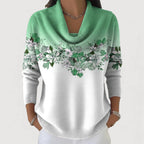 Damen Pullover Emma – Baumwolle, Rollkragen, Blumenmuster
