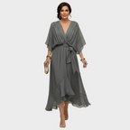 Damen Chiffonkleid Emma – V-Ausschnitt, fließend
