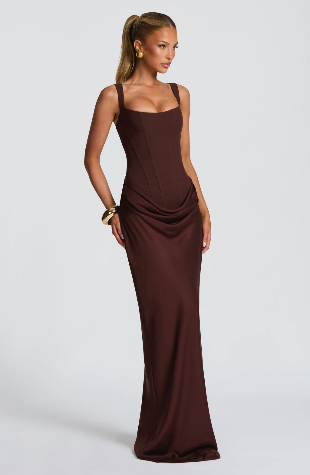 Damen Maxikleid Greta – Sanduhrform mit Korsett