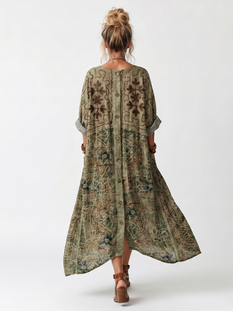 Damen Midikleid Mira – Oversized Schnitt mit Knöpfen und Taschen