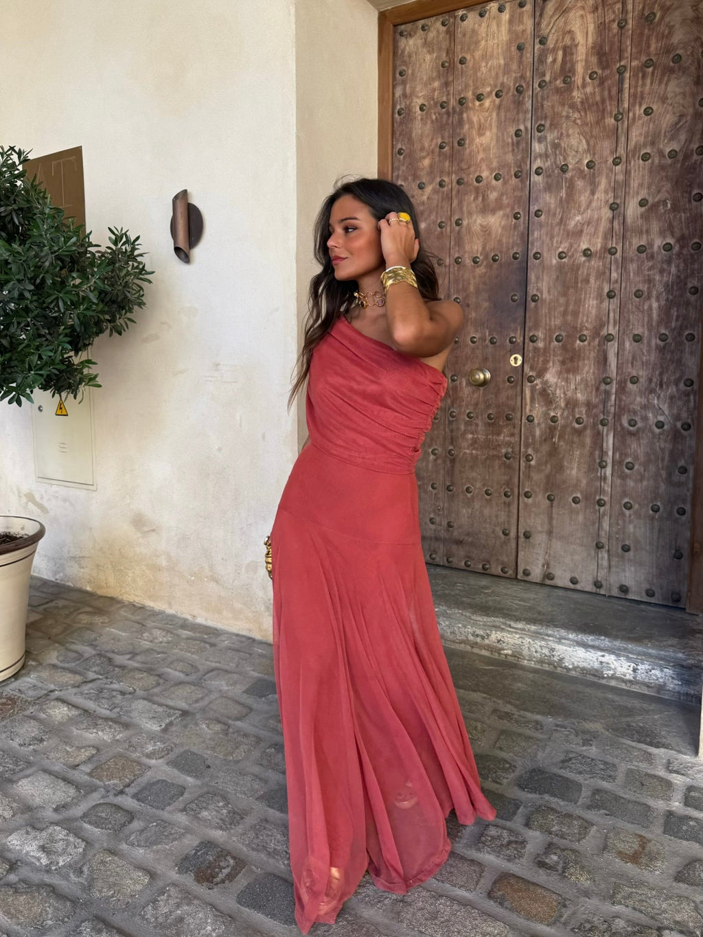 Damen Tüllkleid Rosa – Elastischer Schnitt, fließend