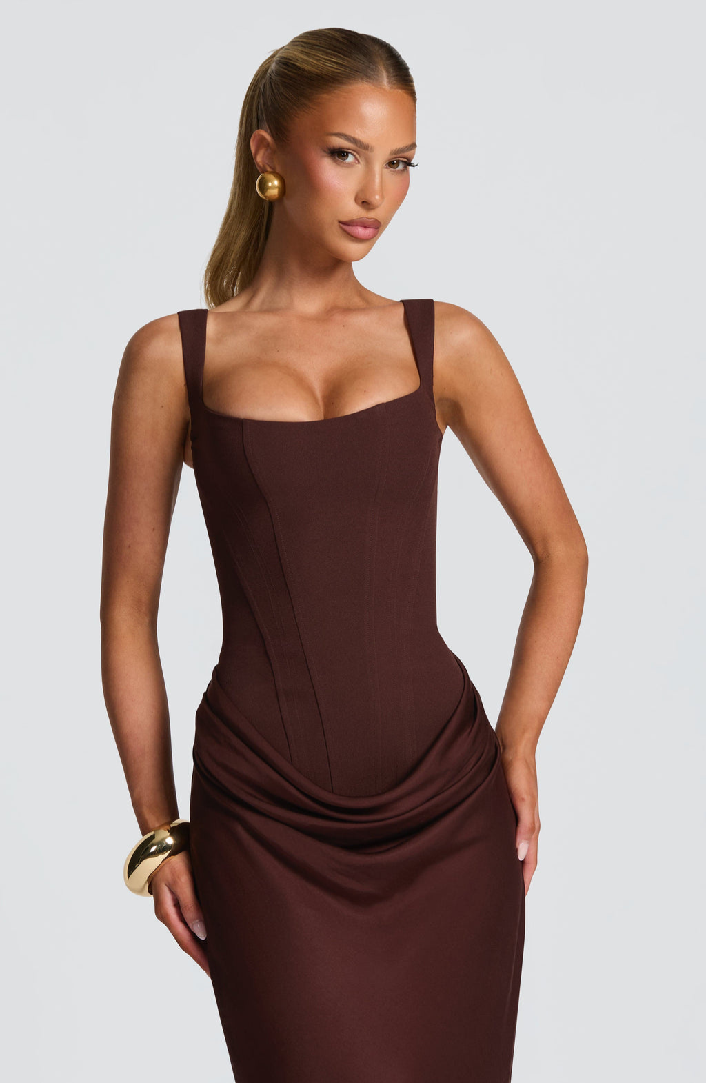 Damen Maxikleid Greta – Sanduhrform mit Korsett