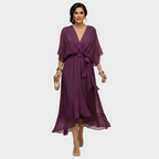 Damen Chiffonkleid Emma – V-Ausschnitt, fließend